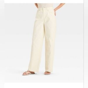 Future Collective Mid-Rise Relaxed Fit Wide Leg Distressed Jeans White